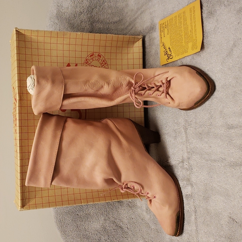 Vintage 80's Zodiac Pink Lace up Boots